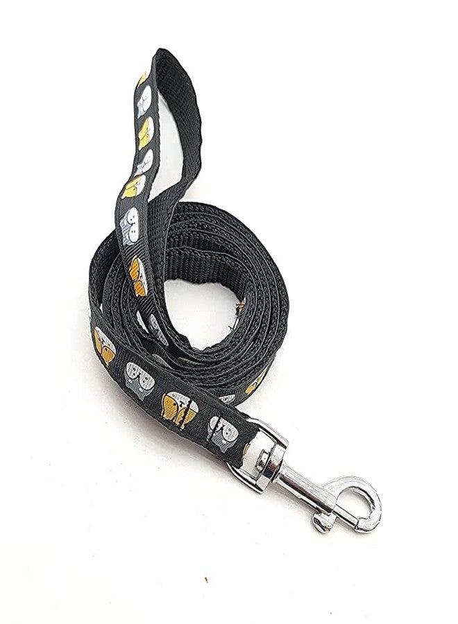 Pups&Pets طقم مقود قابل للتعديل من Pups&Pets للحيوانات الأليفة مقاس 15 مم مع سرج، مصنوع من النايلون المطبوع عليه رسومات جراء، مناسب للكلاب الصغيرة والمتوسطة (أسود). - Image 2